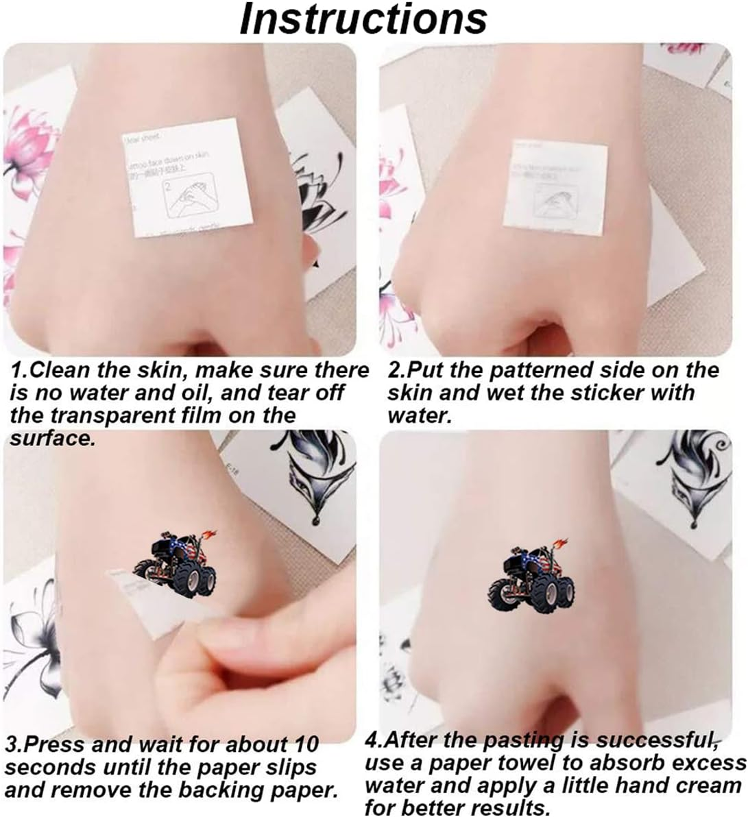 20 Sheets Monster Truck Temporary Tattoos for Kids, Monster Truck Party Supplies Decorations Cool Car Fake Tattoos Sticker Monster Truck Party Favors for Kids Boys Girls Teens Party Game Gifts image number 3