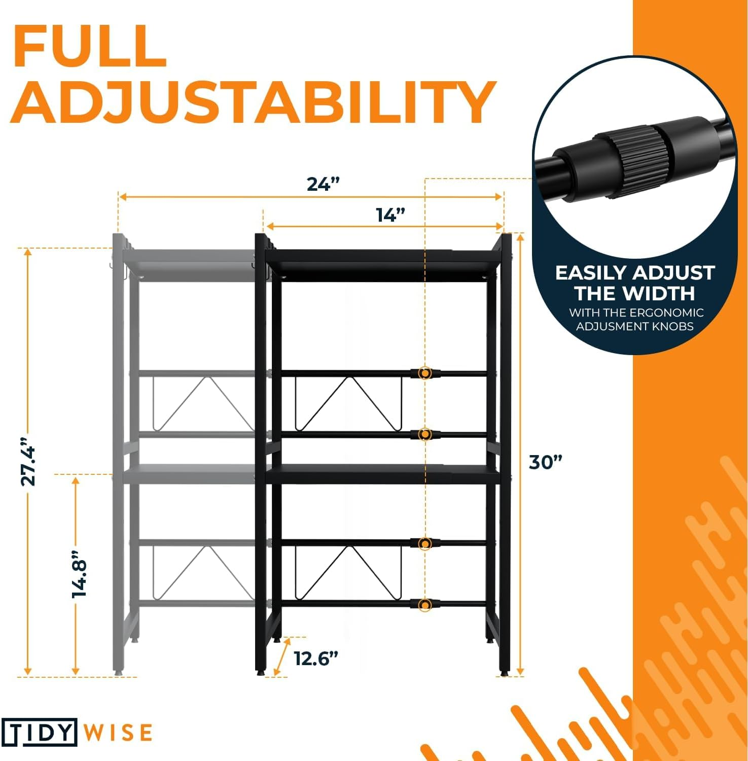 Expandable Microwave Oven Rack, 2 Tier Kitchen Countertop Shelf, Large Stand with Cutting Board Holder, 6 Hooks, Adjustable (Black-3 Tier) - White-2 Tier image number 7