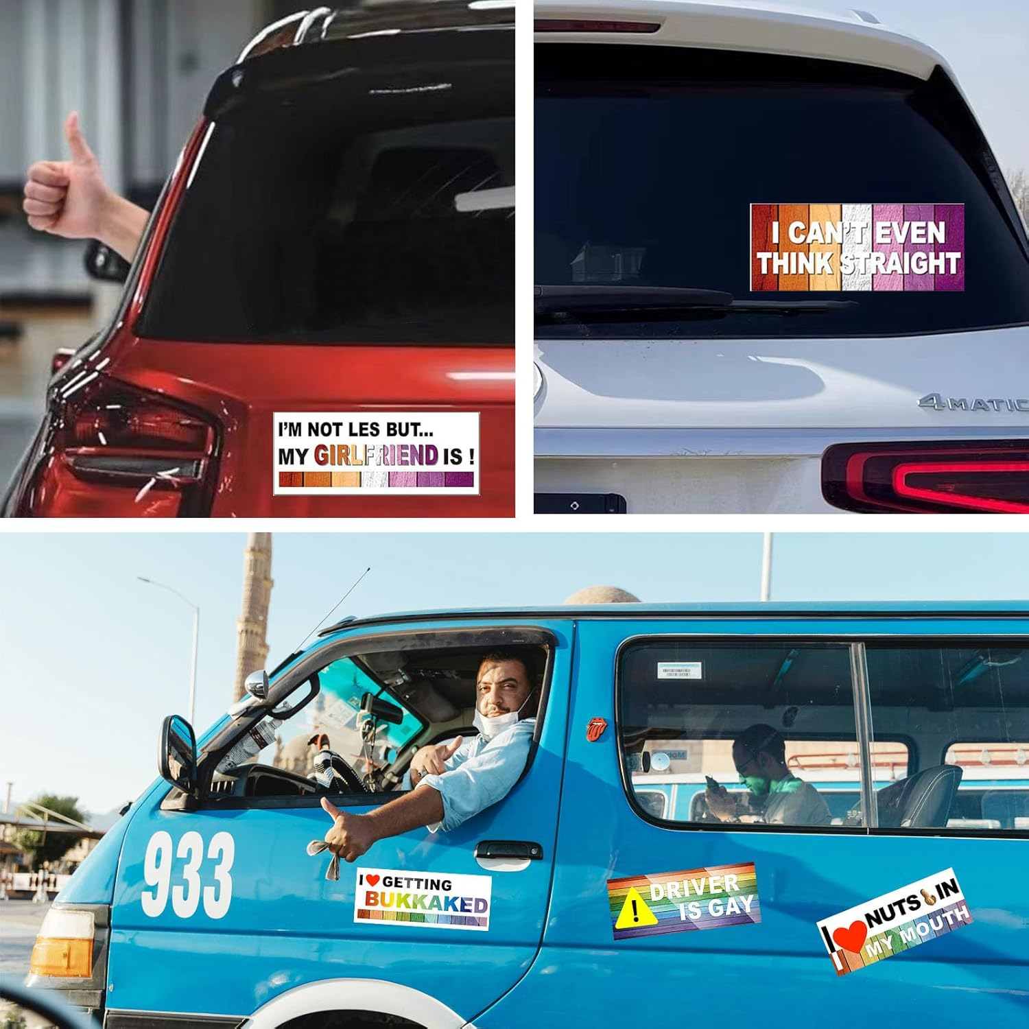 Funny Gay Pride Stickers, LGBTQ Bumper Stickers Decal Waterproof Rainbow Decals for Car, RV, SUV, Auto, Truck, Boat, Laptops Decoration 10Pcs (B) image number 6