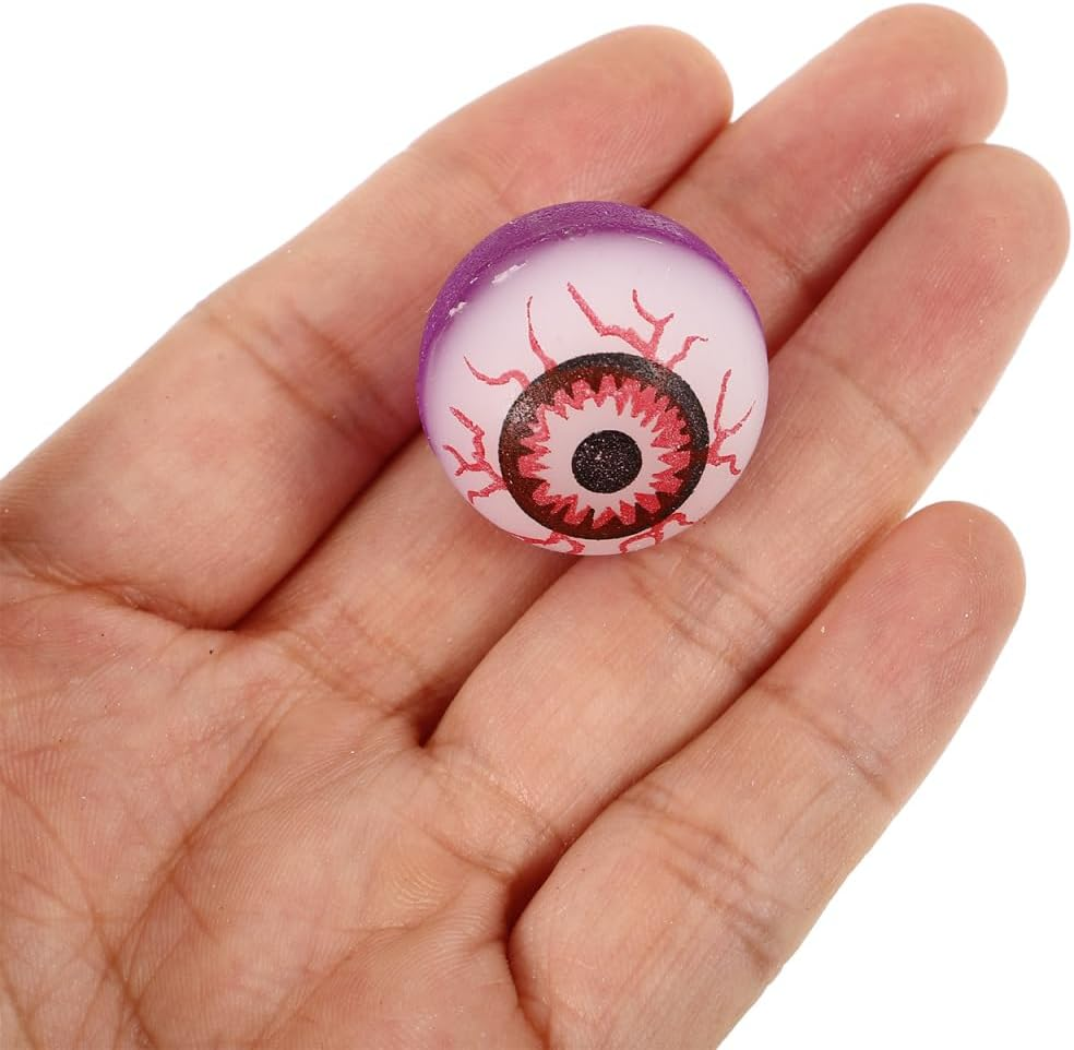 24Pcs Halloween Eyeball Bouncy Balls Party Favors Rubber Glow in the Dark Toys Kids Sensory Fidgets for Birthday Celebrations image number 2