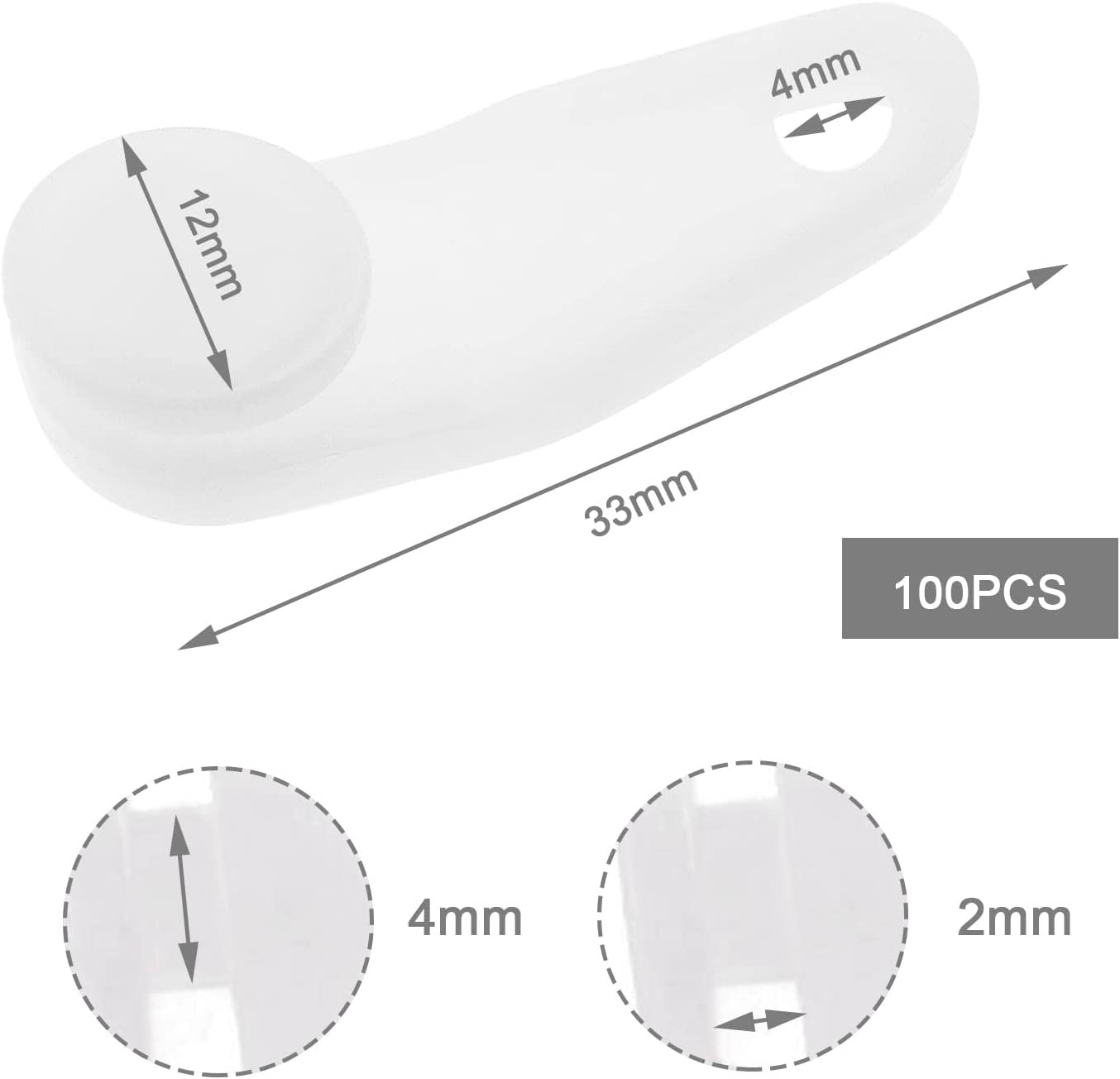 100PCS Curtain Glider Hooks White Plastic Curtain Rail Track Hooks Slider Snap-In Traversing Slides for Window Door and Shower Curtain Accessories image number 2