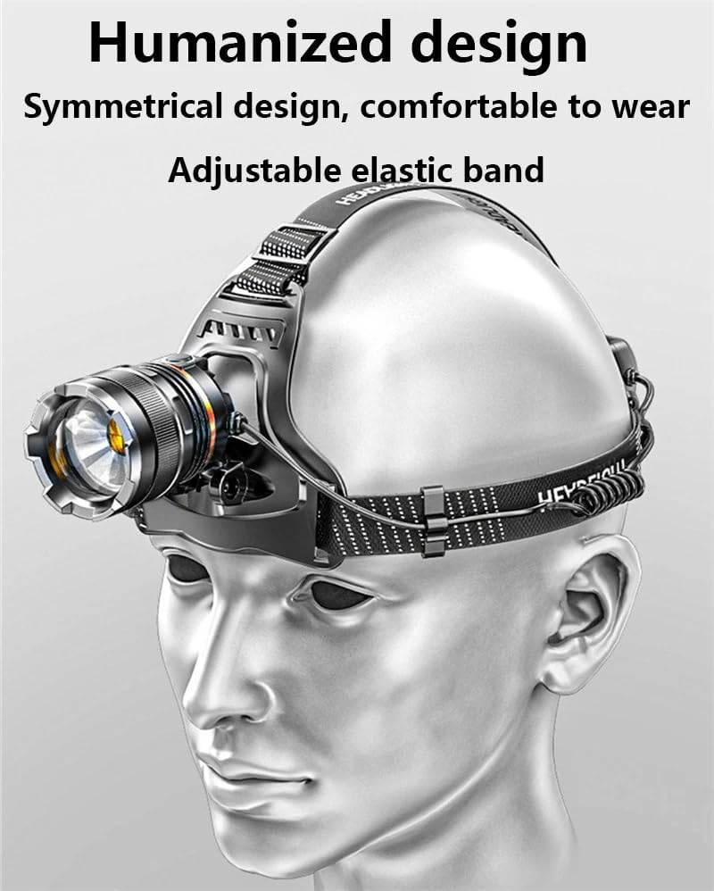 JOOGNU Headlight Flashlightheadlamp Powerful Lumen Zoom Head Torch Lamp Sensor Induction Waterproof Zoom XHP50 Led Rechargeable for Camping Fishing Battery Included image number 3