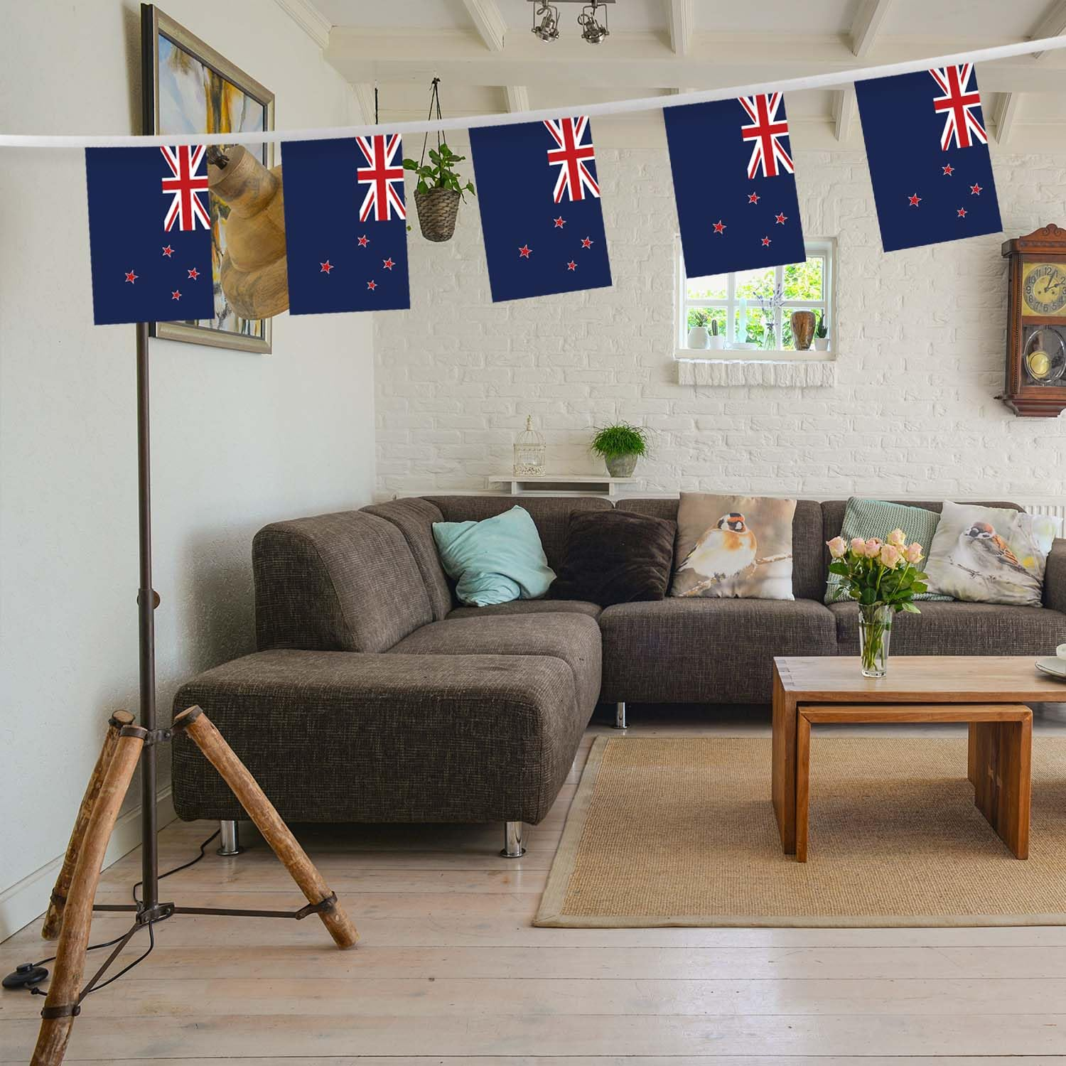 32FT Small New Zealand Pennant Flag Bunting,30 PCS Mini String Banner Strip New Zealanders National Decor Rectangle for Holiday Restaurant Home Party School image number 1