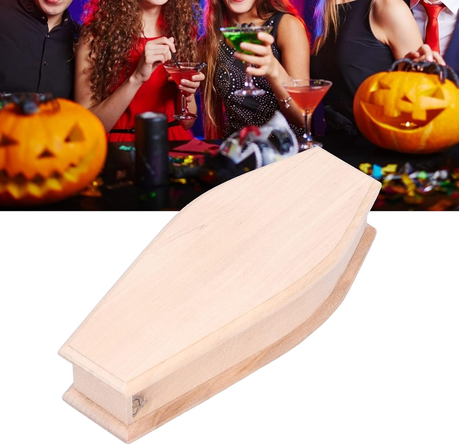 1: 12 Scale Wooden Halloween Coffin Box - 7.0 X 3.0 X 1.8In DIY Unfinished Coffins for Crafts, Party Treat Trays, and Mini Coffin Decor - Dollhouse Accessories