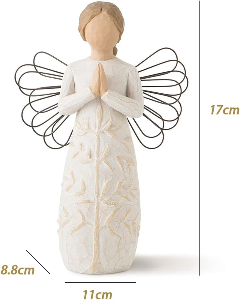 Angel Hugging Christmas Ornament, Willow Tree Friendship, Sculpted Hand Painted Figure, Home Decor for Men Women, Praying for Luck and Happiness (1, Worship) image number 1