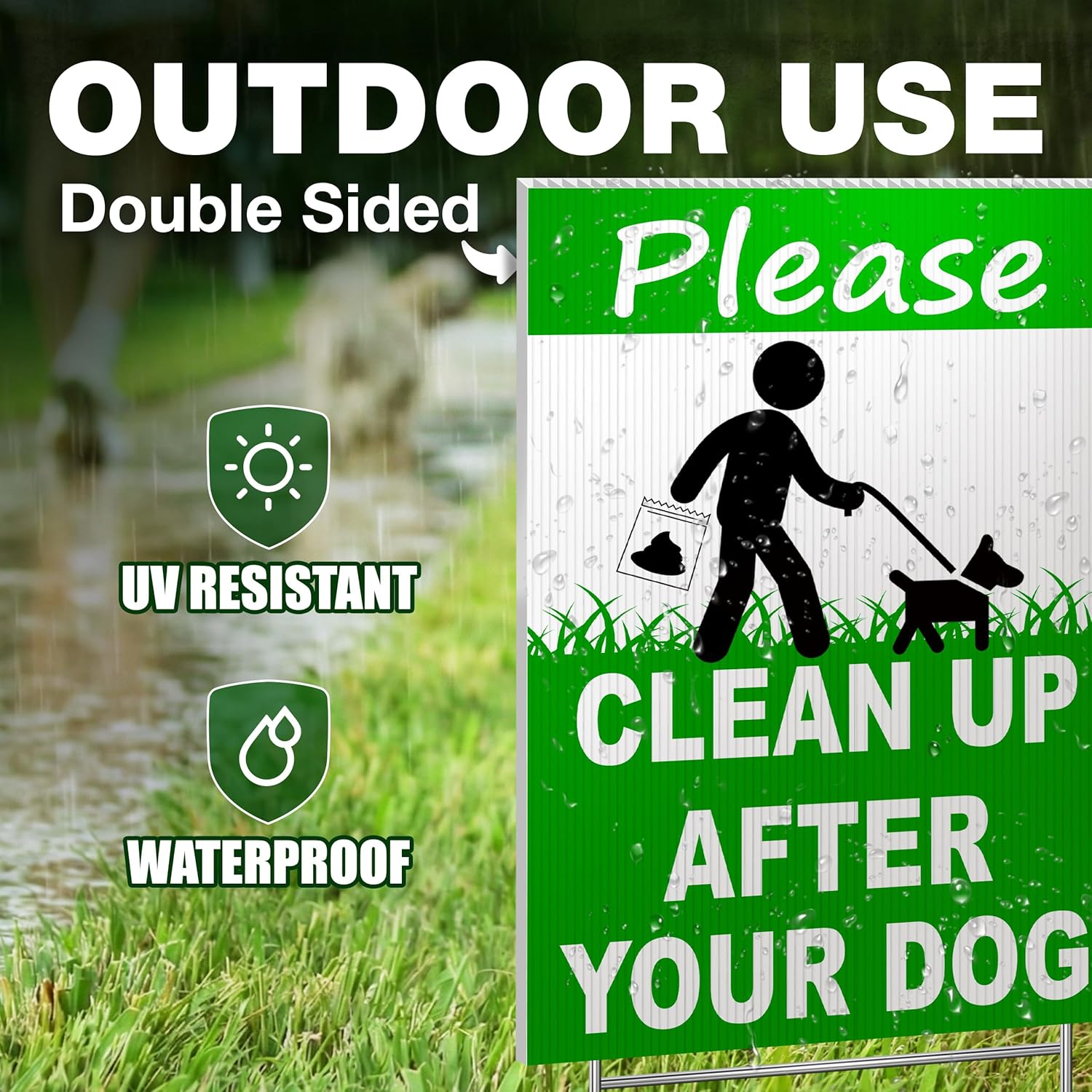 2 Pcs Clean up after Your Dog Signs - DOUBLE SIDED 8" X 12" No Dog Poop Signs for Yard Plastic - Curb Your Dog Sign - Pick up after Your Dog Sign - No Dog Poop Signs for Yard - Dog Signs No Pooping image number 2
