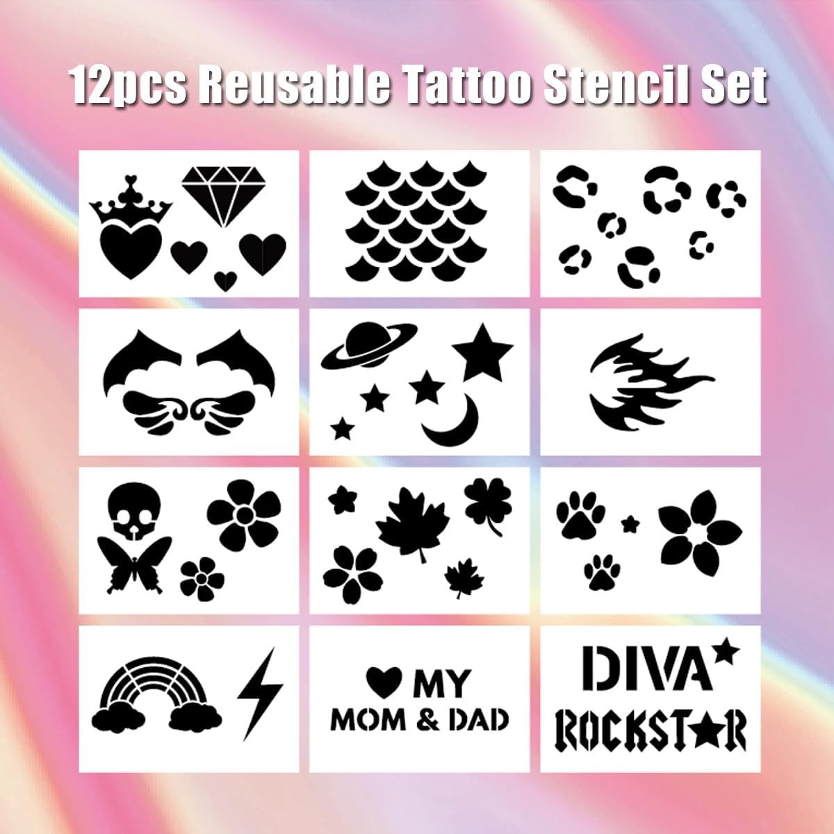 OPAWZ Blow Pen 10 Colors with Tattoo Stencil 24Pcs Suit, Temporary Color Dog Hair Dye, Non-Toxic and Washable, Semi Permanent for Dogs and Cats Grooming image number 2