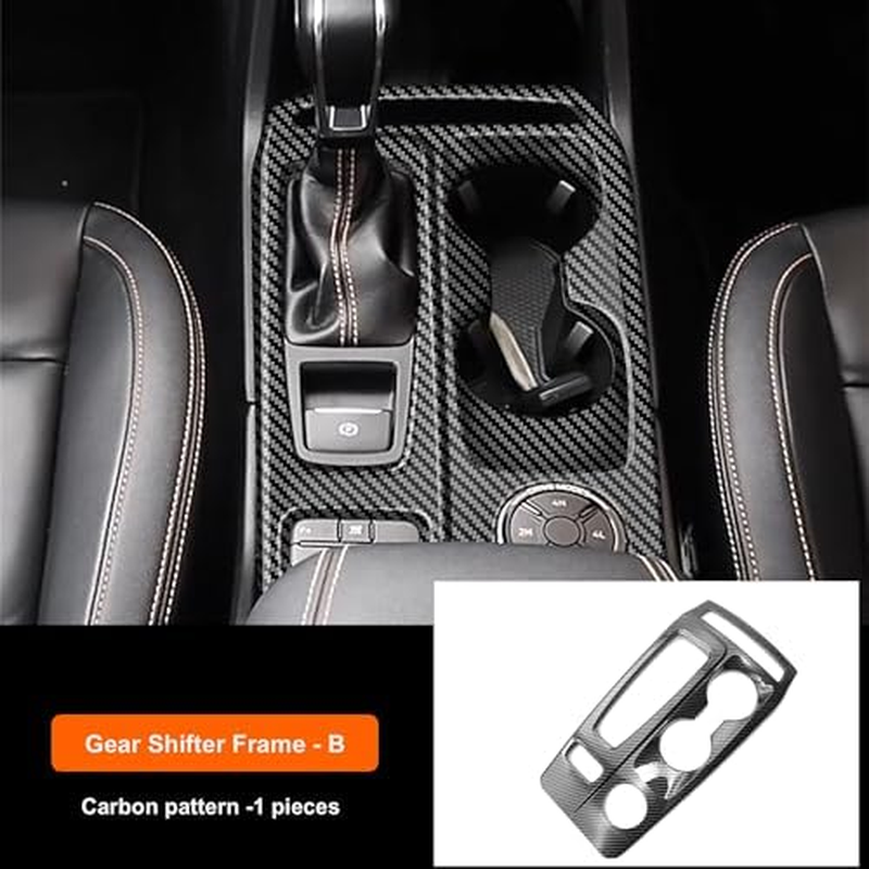 Center Console Gear Shift Panel Cover Trim, Interior Frame Molding Decoration Sticker Protective Cover Car Accessories Compatible with Ford Ranger 2022 2023 2024 Carbon Fiber ABS image number 4