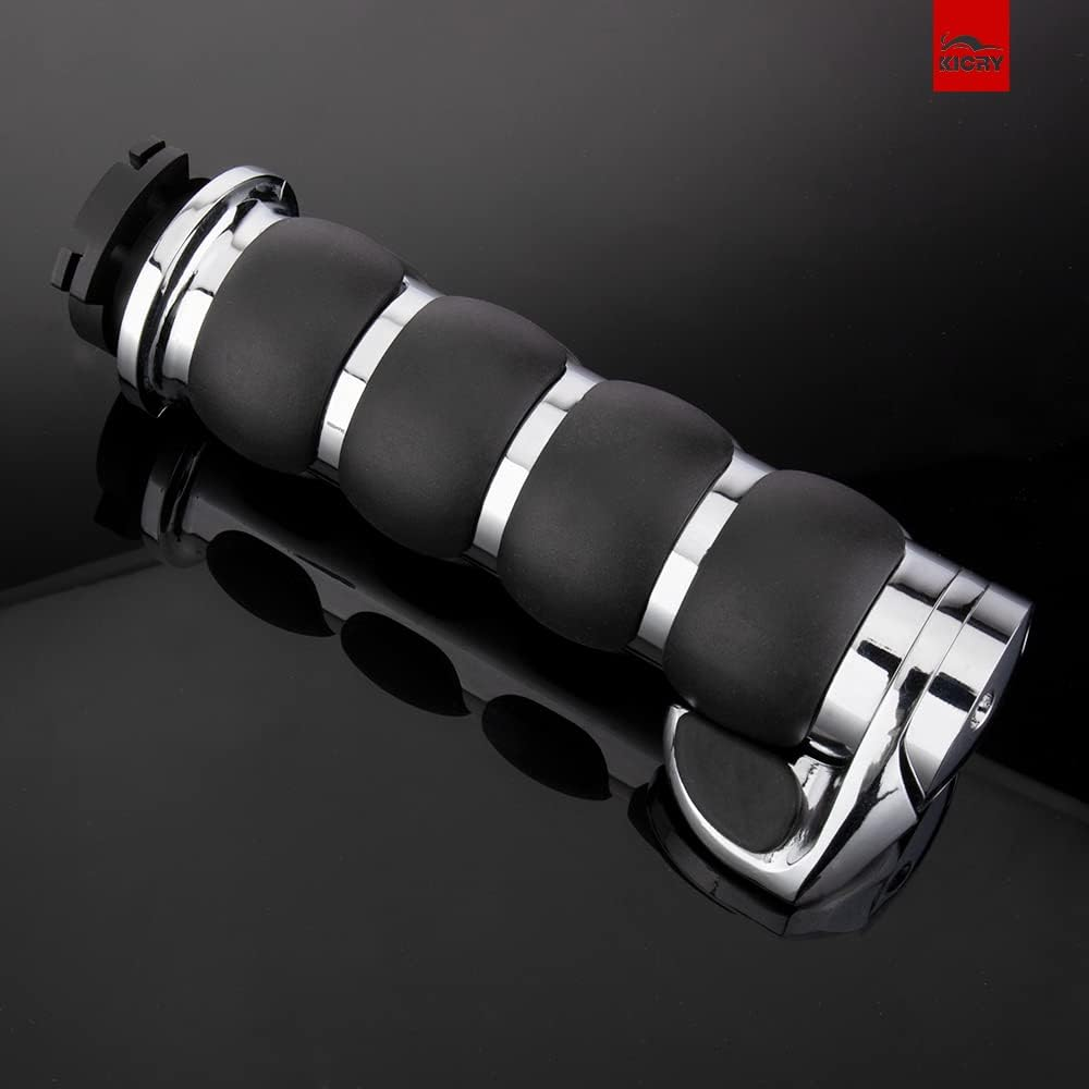 Motorcycle Hand Grips 1 Inch Handlebar Throttle Grips 25MM Chrome Black Aluminum Rubber Compatible with Harley Davidson Dyna Sportster Road King Street Glide Fat Boy Honda Shadow VTX - Black1 image number 7