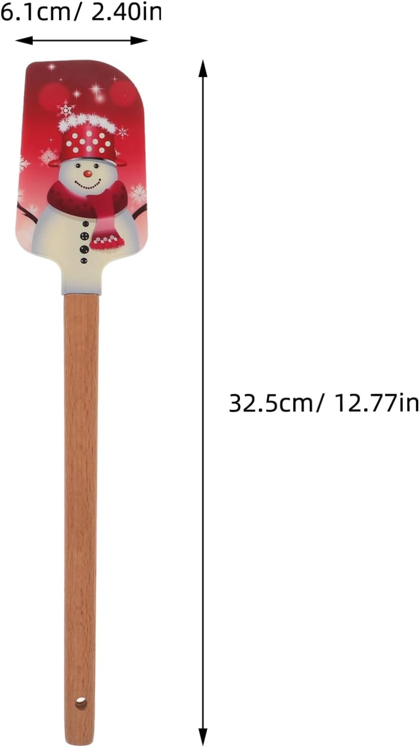 Veemoon 4Pcs Christmas Silicone Spatula Baking Utensils for Cake Decorating and Jar Scraping