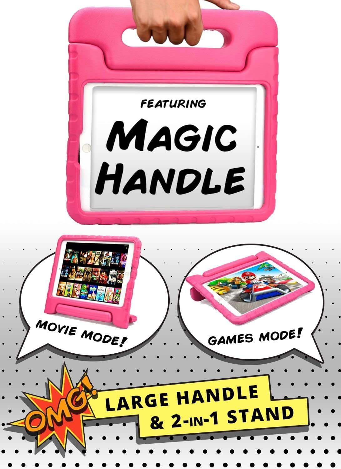 Official Cooper Dynamo Case for Ipad Air 1/ Ipad Air 2 Case for Kids, Ipad 6Th/ Ipad 5Th Generation Case for Kids, Ipad Pro 9.7 | Rugged Foam, Magic Handle, Stand, Pencil Holder, Eco-Mailer image number 3