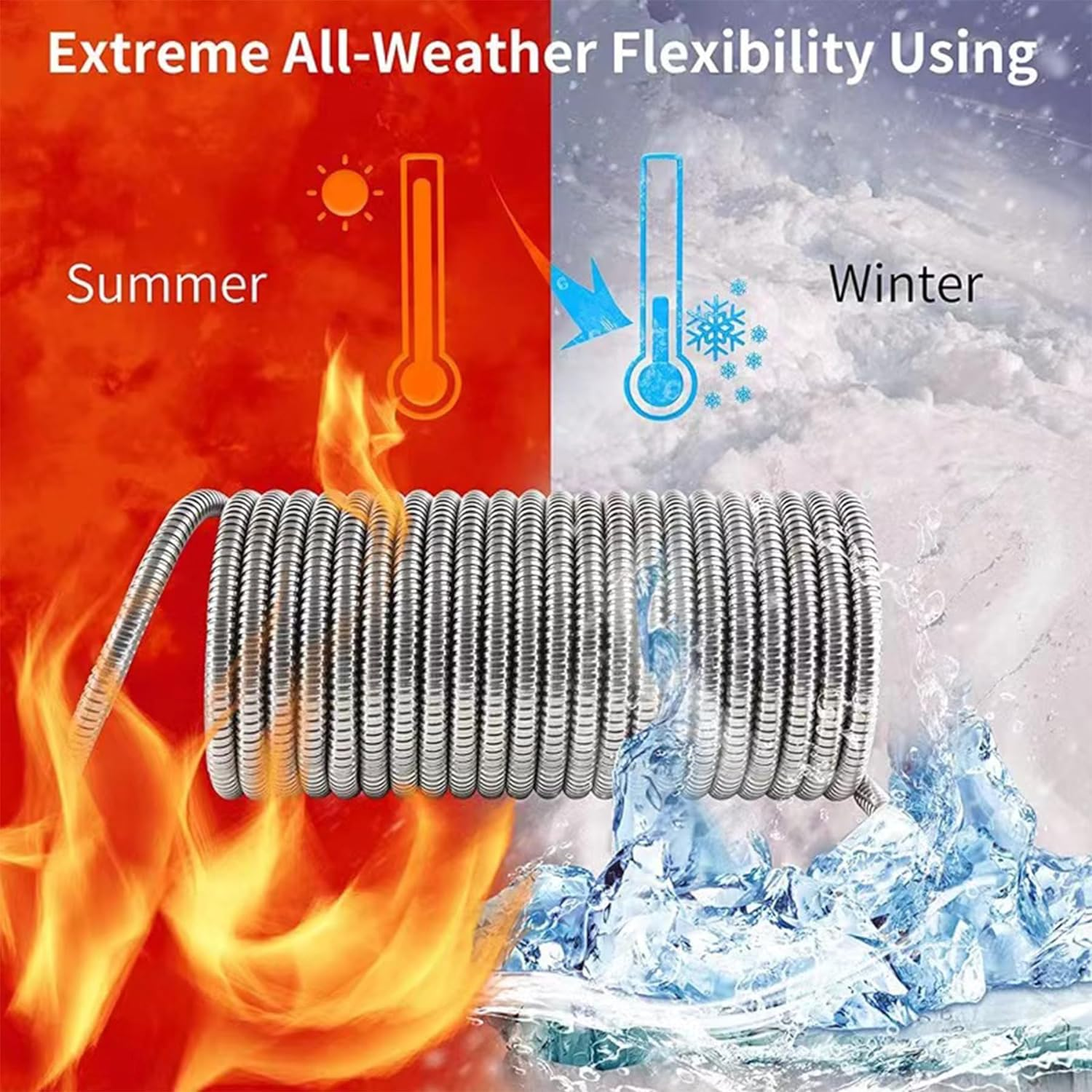 50Ft Flexible Garden Hose - Stainless Steel with Multi-Function Nozzle, Kink Free & Tangle Free, Suitable for Patio, Outdoor, RV Use image number 4