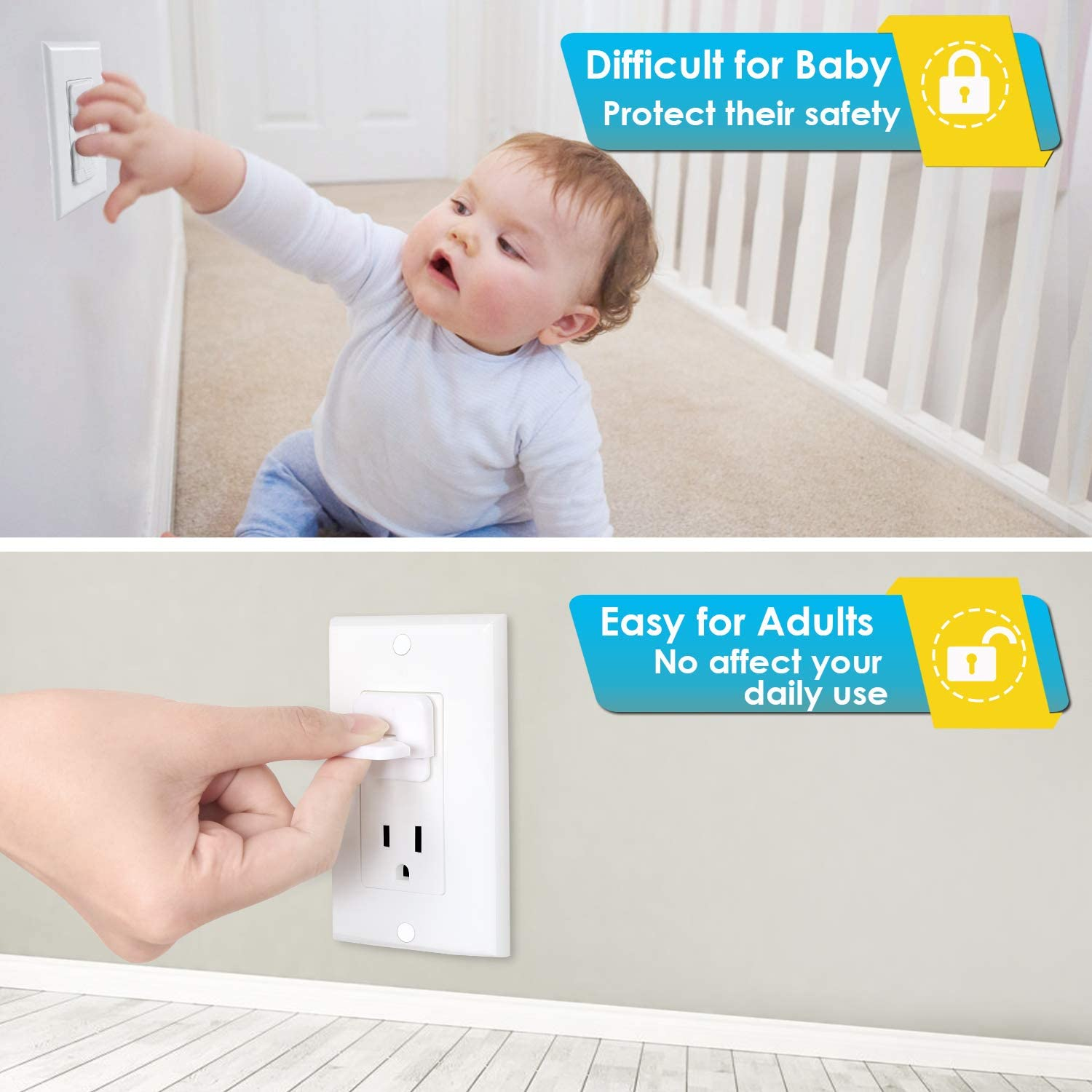 Outlet Covers Babepai 38-Pack Clear Child Proof Electrical Protector Safety Improved Baby Safety Plug Covers image number 5
