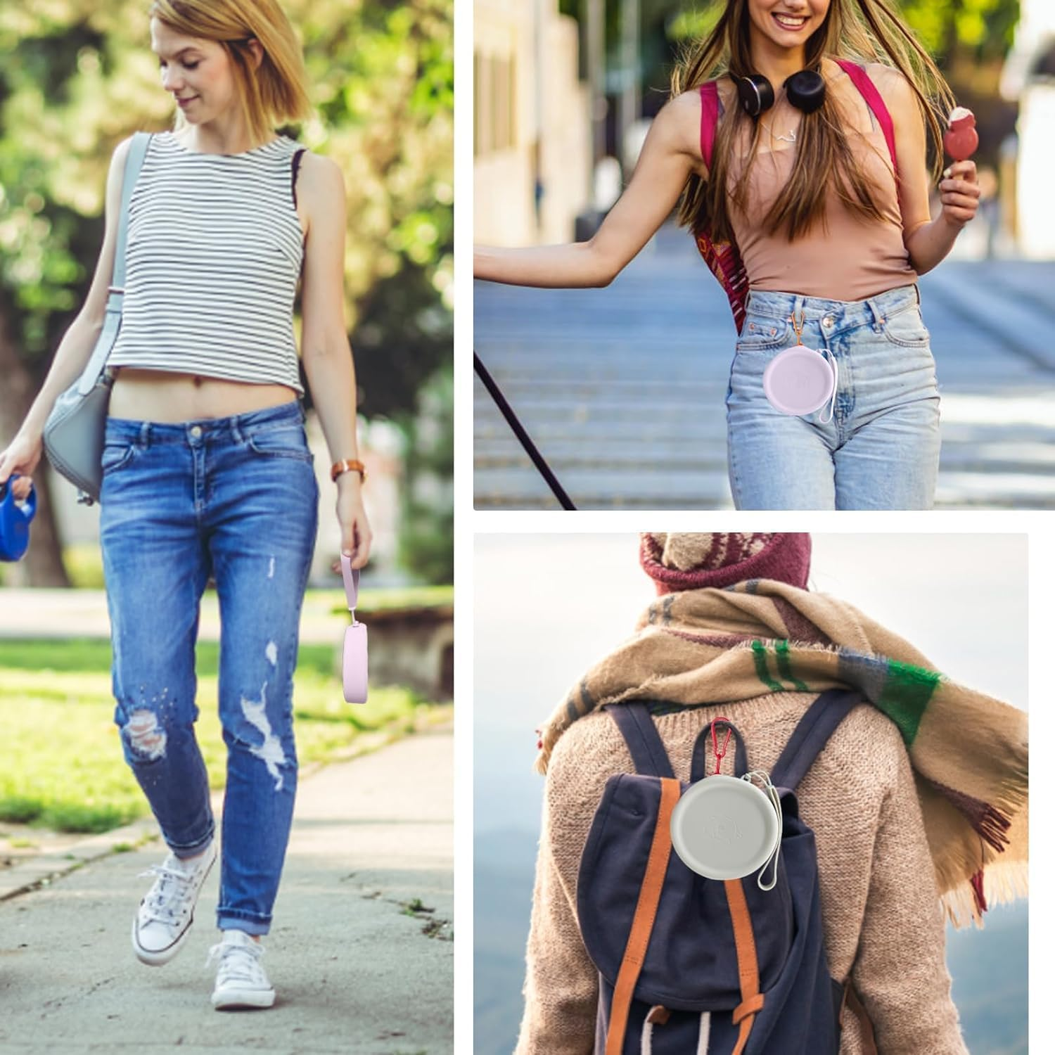 2Pcs Portable Puppy Training Pouch Treat Bag Silicone Dog Treat Pouch,Zippered Dog Treat Pouch with Handle,Silicone Dog Treat Pouch Portable Dog Treat Bag,Pet Small Snack Pocketes,Purple and Grey image number 5