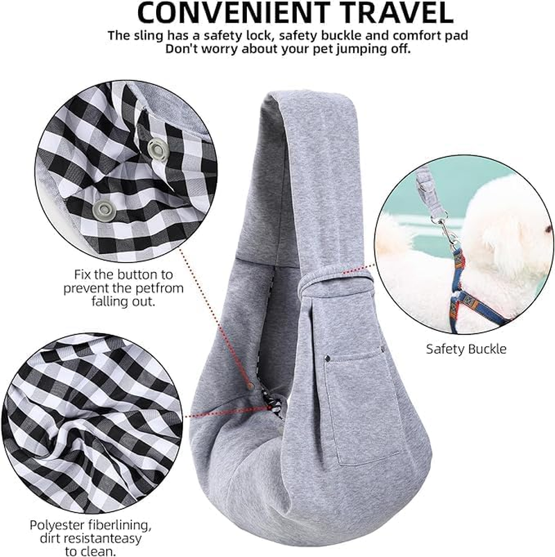 Dog Carrier Sling - with Soft Mesh Dog Harness and Leash Set,Reversible Puppy Carrier with Storage Pocket Adjustable Shoulder Strap Dog Carriers for Small Dogs, Puppy Travel Safety Harness (Grey) image number 2