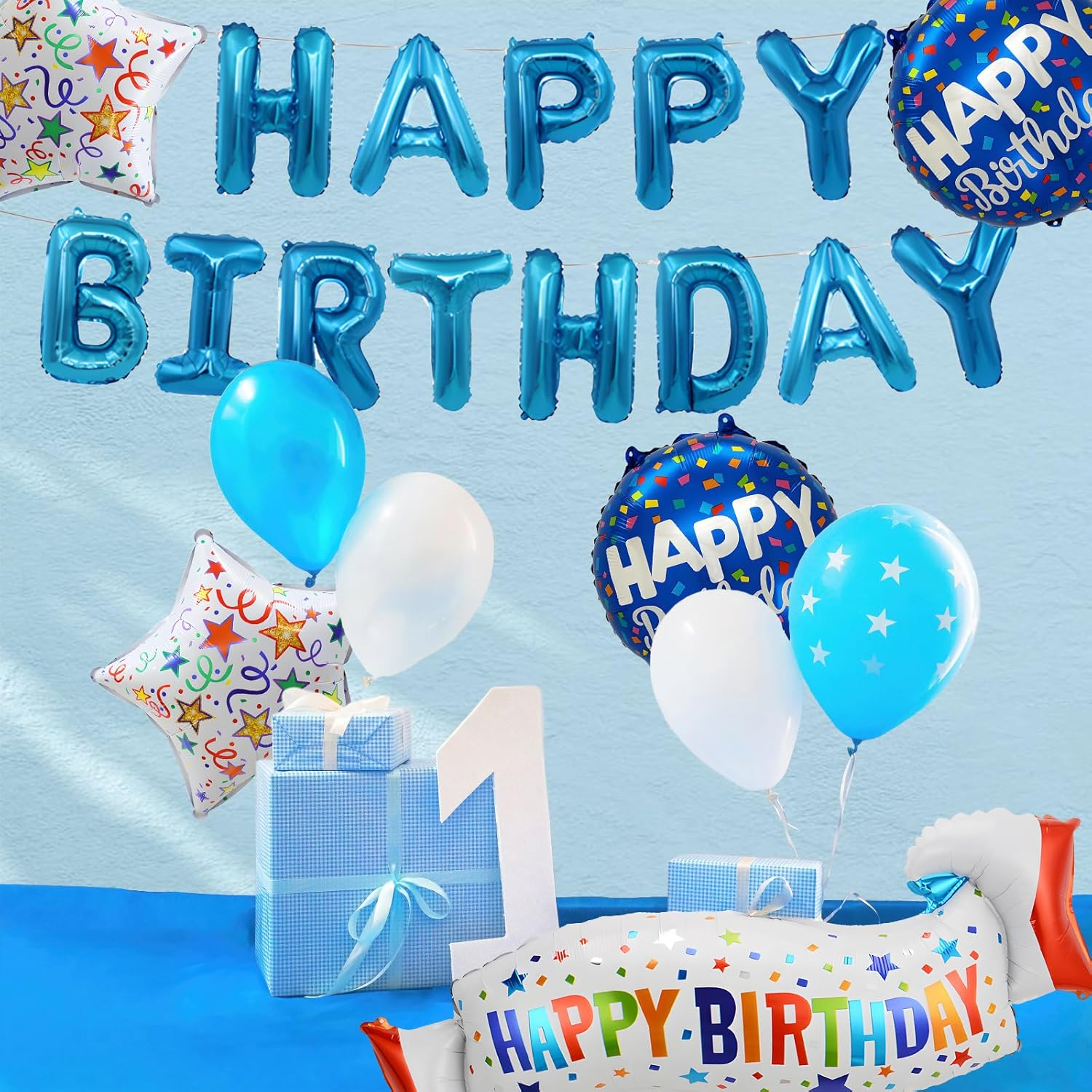 Birthday Decoration Set Colorful Happy Birthday Banner Balloon for Girls Boys Kids & Adults Birthday Decorations and Party Supplies (Birthday E) image number 3