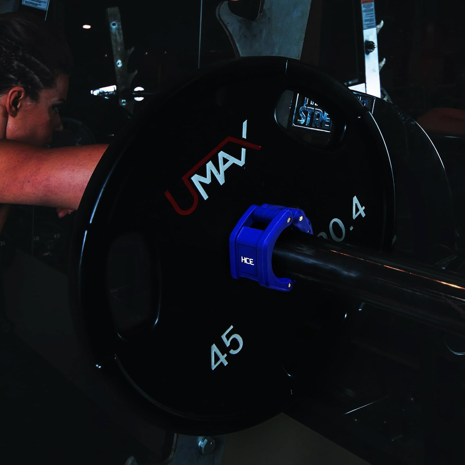 HCE Olympic Collars, 50Mm Barbell Clamps, ABS Lock Barbell Clips for Weightlifting Bars, Quick-Release Secure Locking Collars for Home Gym Fitness Equipment Gym Essential, Lightweight Design,Blue image number 5