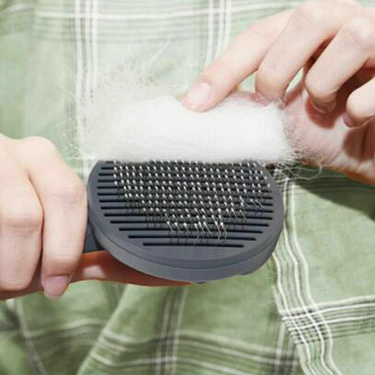 1X Pet Grooming Brush Self Cleaning Automatically Dog Cat Slicker Brush Remove (Gray) - Pink image number 2