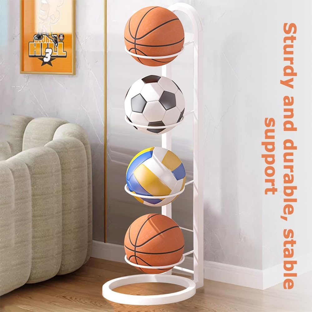 4-Tier Folding Soccer Ball Storage Rack Holder,Freestanding Garage Sports Equipment Organizer,Foldable Ball Storage Rack, inside Movable Vertical Display for Basketball,Soccer,Volleyball image number 5