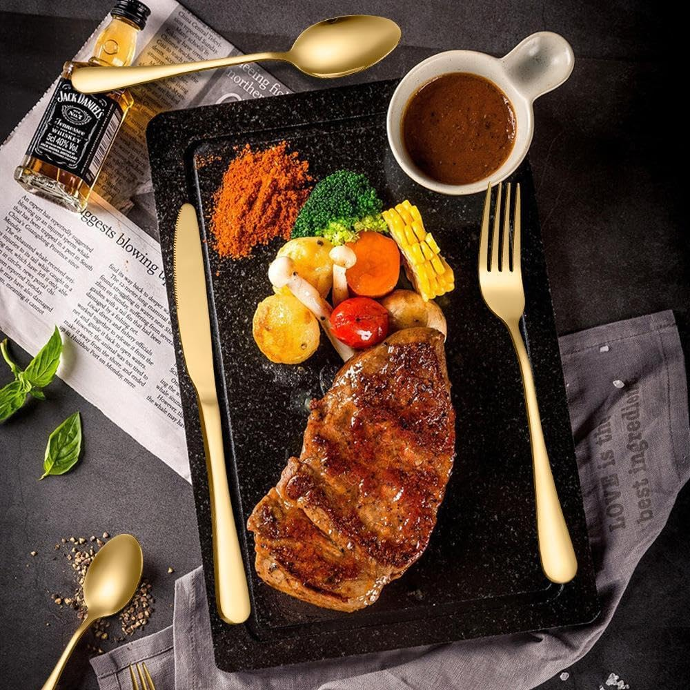 Harmony House Royal Luxurious 24 Piece Gold Stainless Steel Gold Cutlery Set image number 3