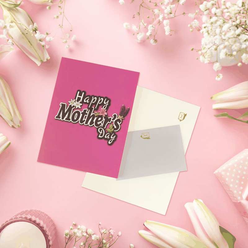 Magic Ants 3D Pop-Up Mother&rsquo;S Day Card &ndash; "Happy Mother&rsquo;S Day" with Glittery Floral Design, Yellow and Silver Script, Colorful Flowers, Lavender Sprig, Includes Envelope and Blank Notecard for Mom, Stepmother, Mother in Law, Grandma, Wife, Sister, Aunt