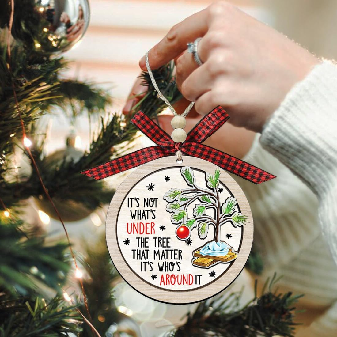 Christmas Ornaments 2025,Wooden Ornaments for Christmas Tree, Christmas Decorations Gifts for Women, Men, Vacation Ornament for Family, Sister, Friends, Meaningful Ornaments image number 2