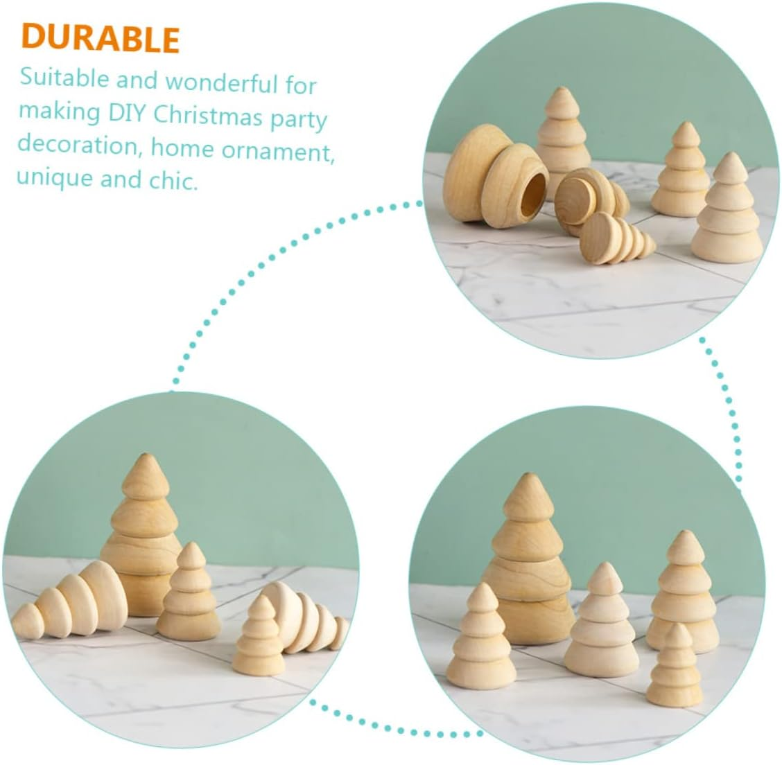 KONTONTY 5Pcs DIY Wooden Christmas Tree Crafts Unfinished Xmas Tree Cutouts Ornament for Christmas Decorations Home DIY Painting Craft Project image number 5