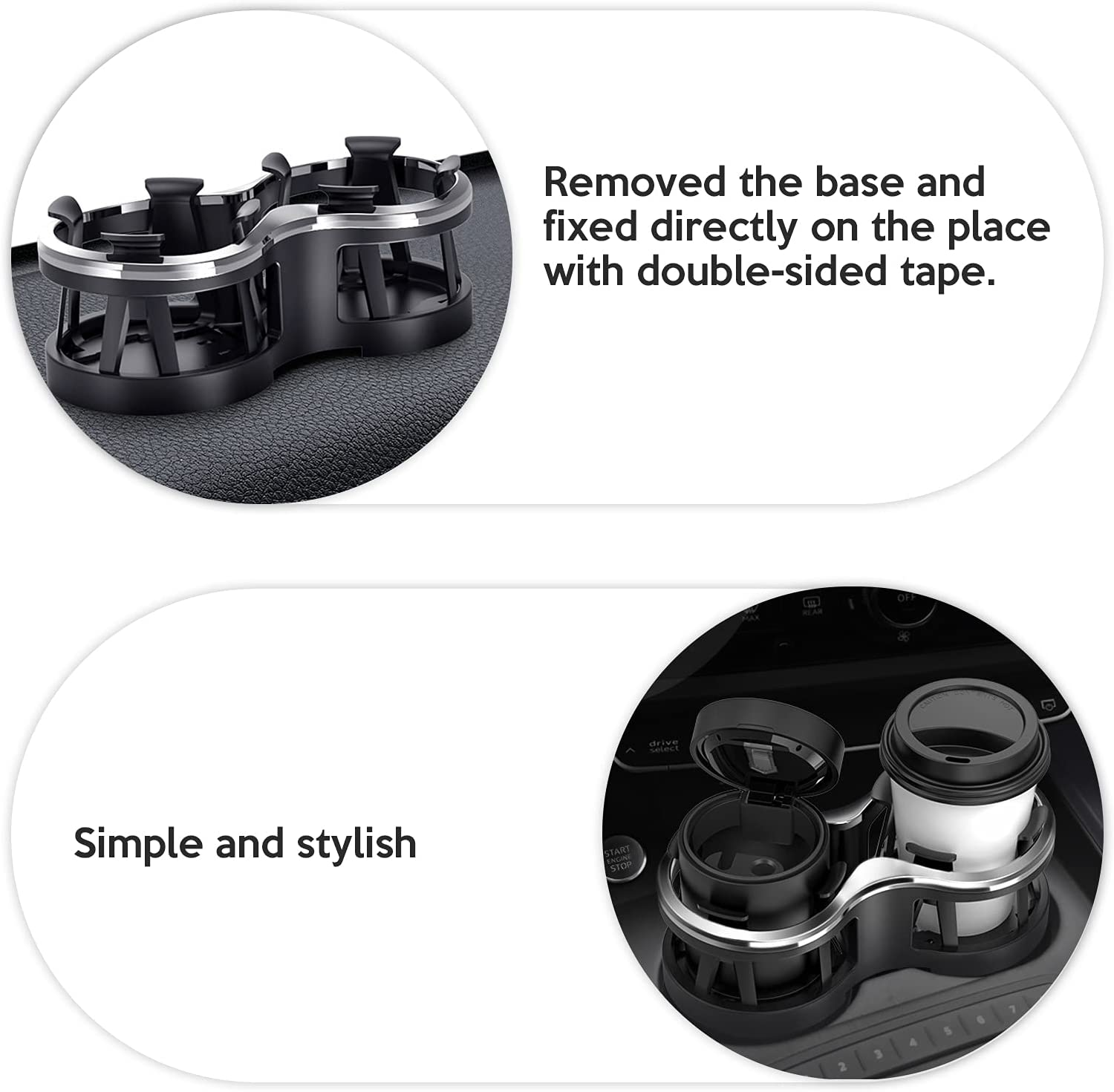 Car Cup Holder Expander Adapter Worthplanet Universal 2 in 1 Car Drink Holder Cup Mount Extender Organizer with 360&deg;Rotating Adjustable Base to Hold Drinks and Bottles W120011 image number 5