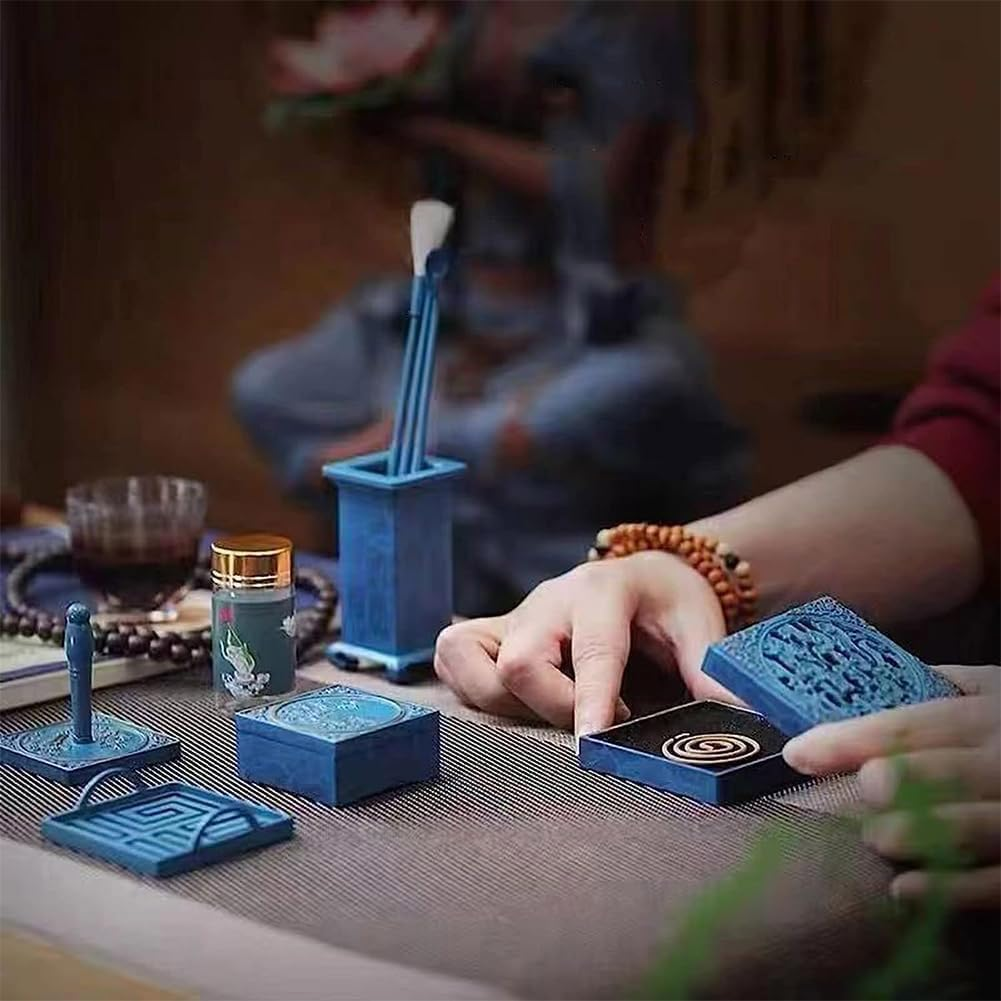 9 Pcs Incense Powder Burner Kit, Home Fragrance Accessory, DIY Backflow Tower Incense Cone Molds Home Yoga Brass Incense Tool Set, Indoor Ornament, Handicraft Gifts, for Meditation image number 1