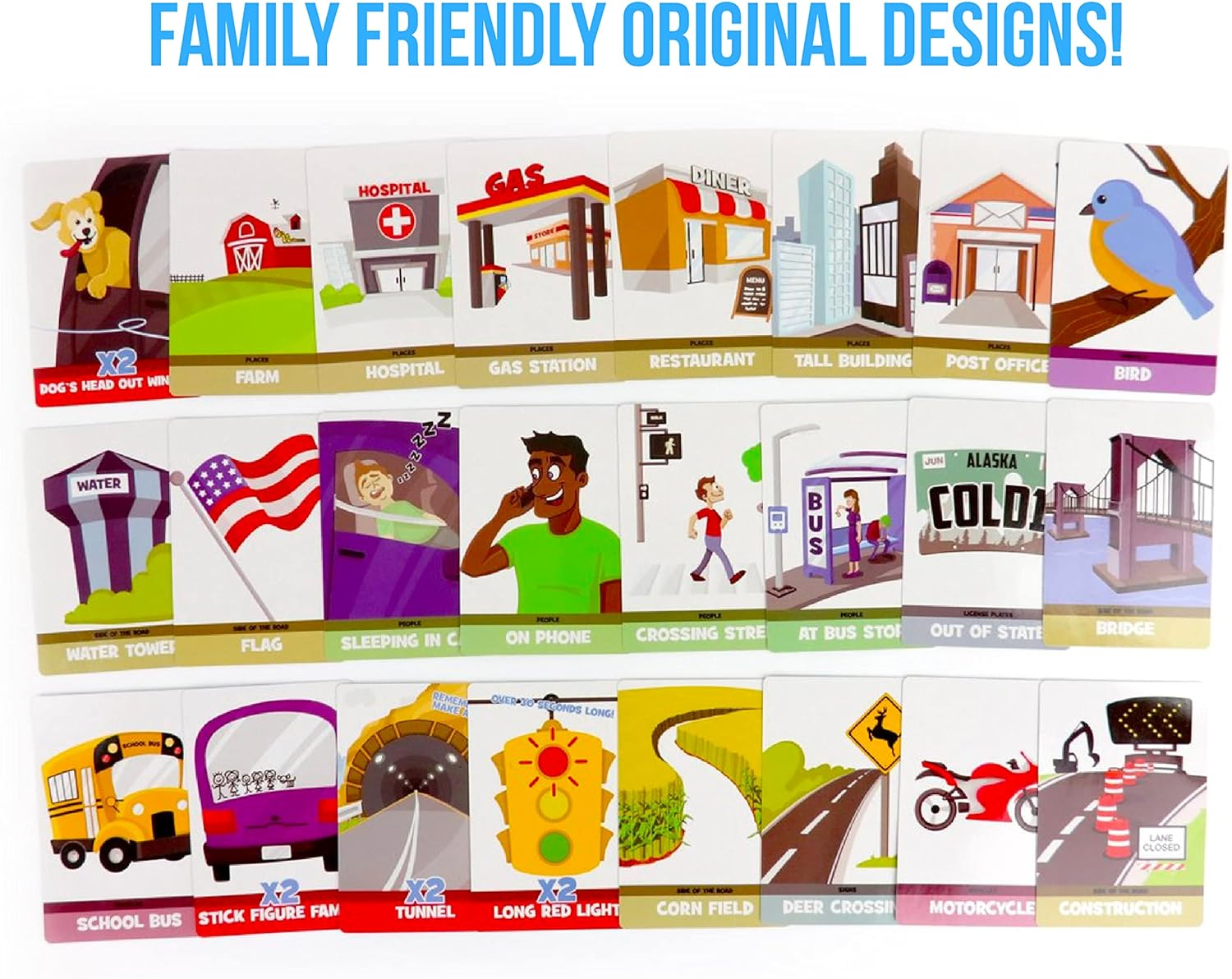 Regal Games - Highway Hunt Card Game - Travel Scavenger Hunt Game - for Family Vacations, Car Rides, & Road Trips - 2.75&rdquo;X 4&rdquo; Card Size - 54 Count - 2-8 Players, Ages 4+ image number 2