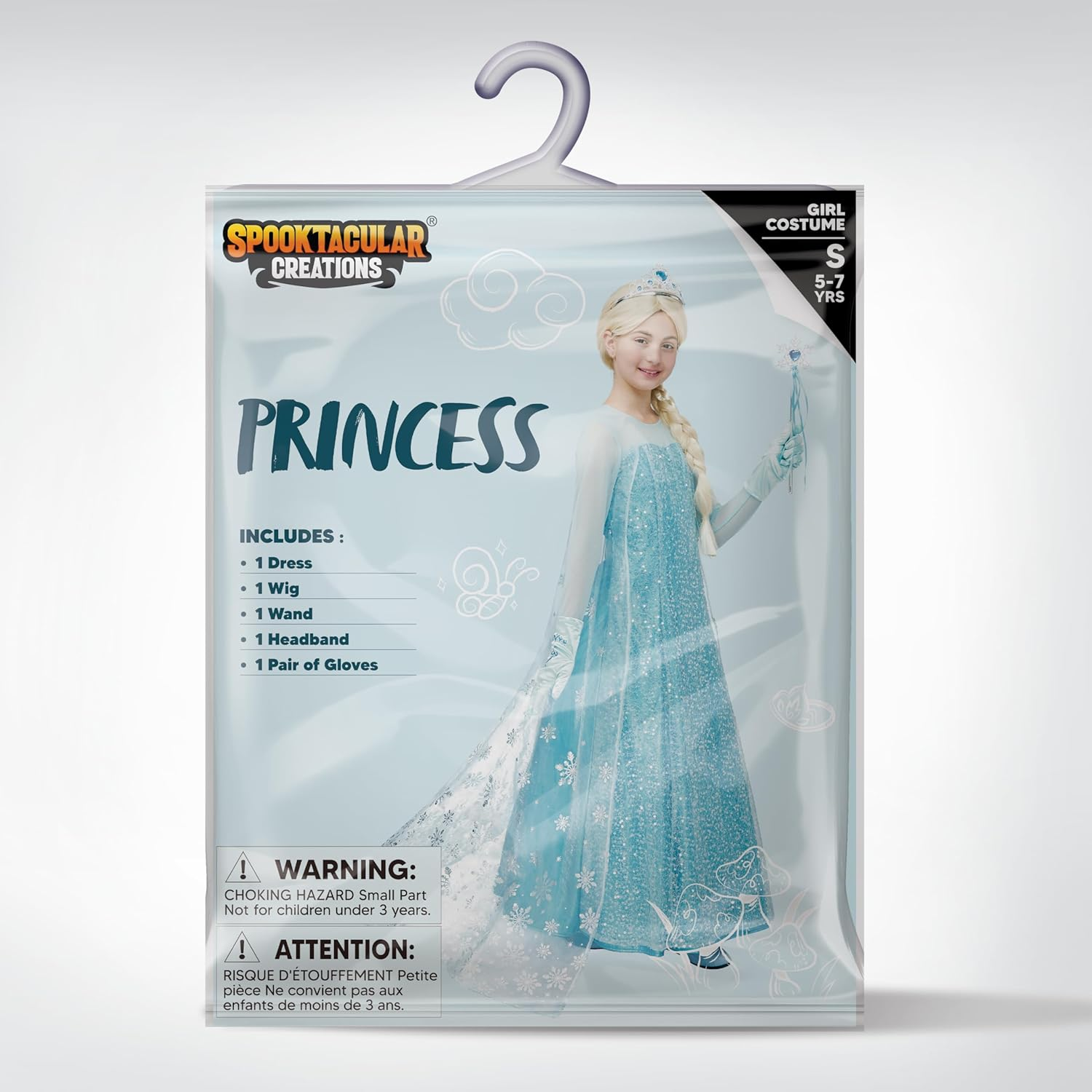 Spooktacular Creations Ice Princess Dress for Girls, Snow Princess Costume, Sequin Dress with Cape for Kid Halloween Birthday image number 3