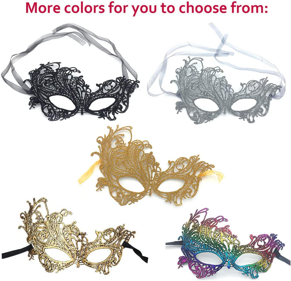 Imapo Masquerade Masks for Women Girl Lace Eye Mask, Opera Halloween Dancing Evening Party Elegant Mardi Gras Lady Eye Mask - Multicolor image number 2