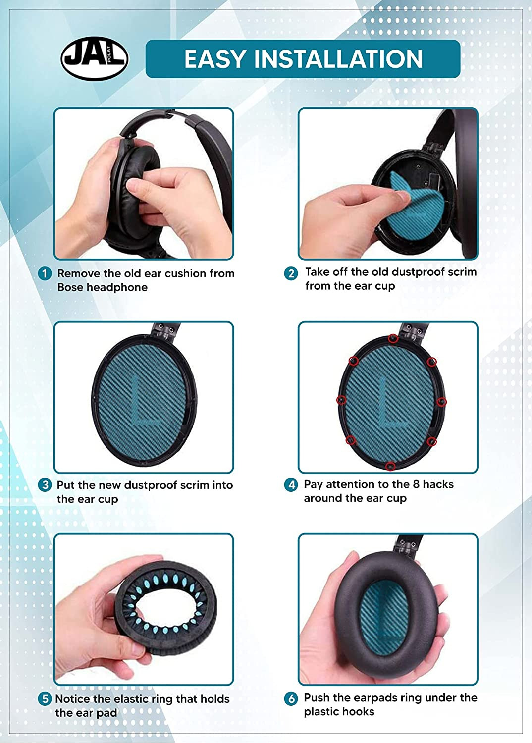 Replacement Ear Pads Cushions for Bose QC25 Quiet Comfort 35 (QC35), Quietcomfort 35 II (QC35 II) Headphones, Earpads Compatible with QC35 & 35 Ii / QC45 / QC15 Silver/Grey image number 4