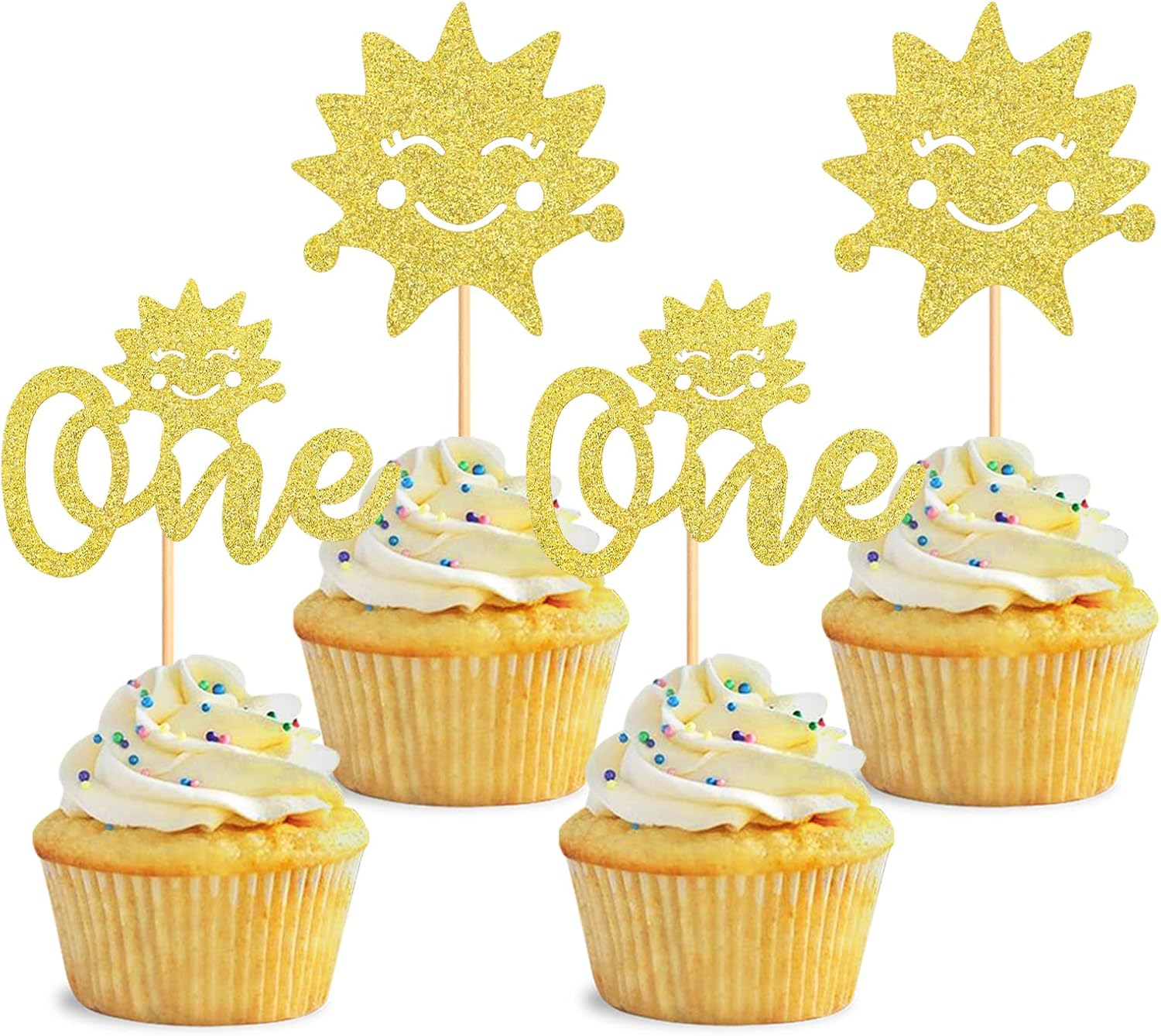 24PCS Sunshine Oh Baby Cupcake Toppers Sun Smile Sunshine Cupcake Picks Bridal Wedding Engagement Baby Shower Birthday Party Decorations