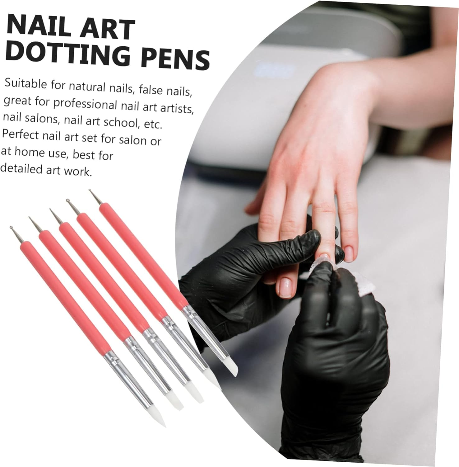 5Pcs Nail Art Pen Dual Silicone Heads for Nail Art Dotting and Manicure Use as Brush Pen for Detailed Designs image number 3