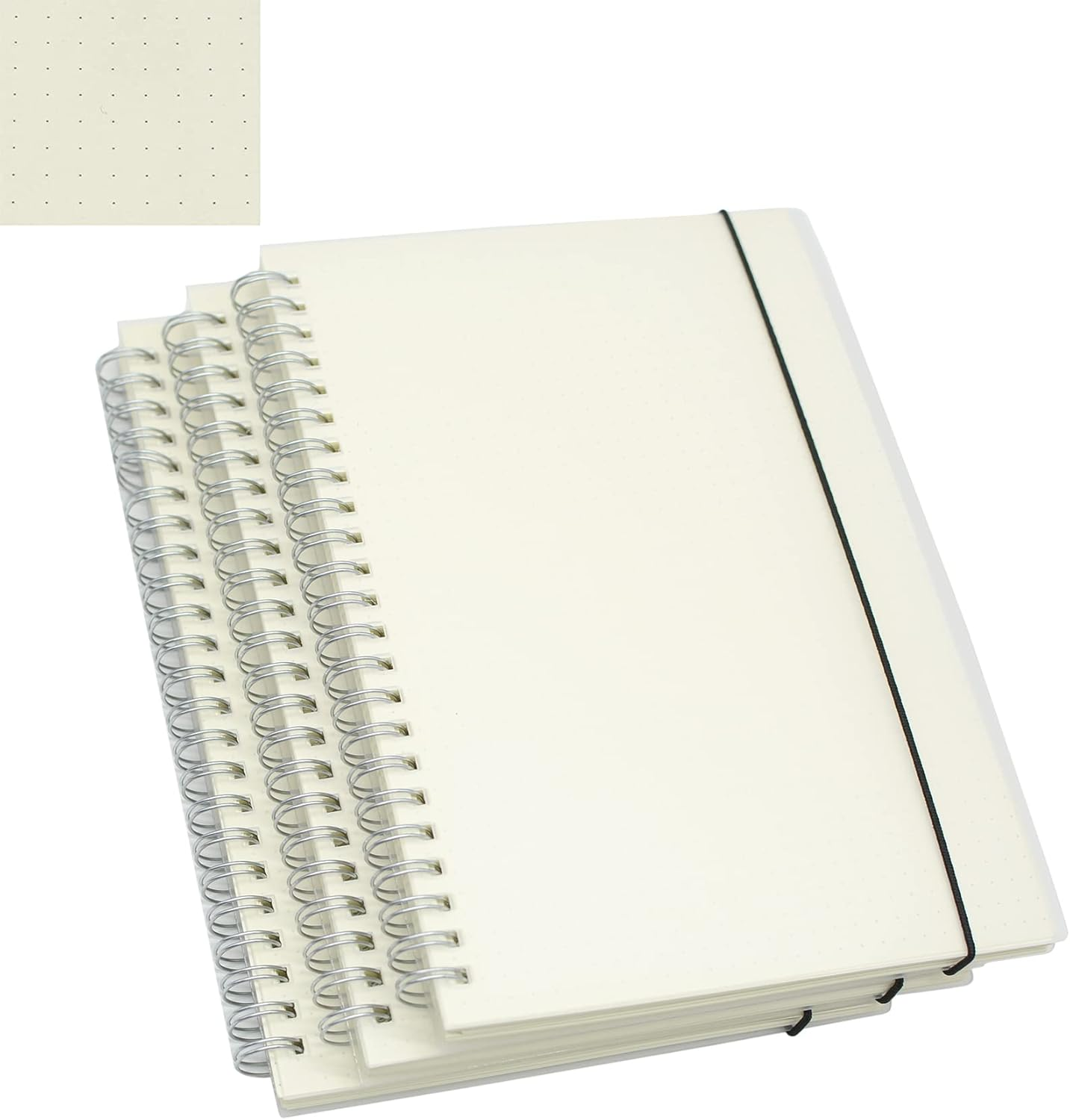 Yansanido Spiral Notebook, 4 Pcs 10.1 Inch X 7.6 Inch B5 Thick Plastic Translucent Frosting Hardcover Dot Paper 80 Sheets -160 Pages Journals for Study and Notes (B5 7.3"X 10"-Dot Grid 4Pcs)