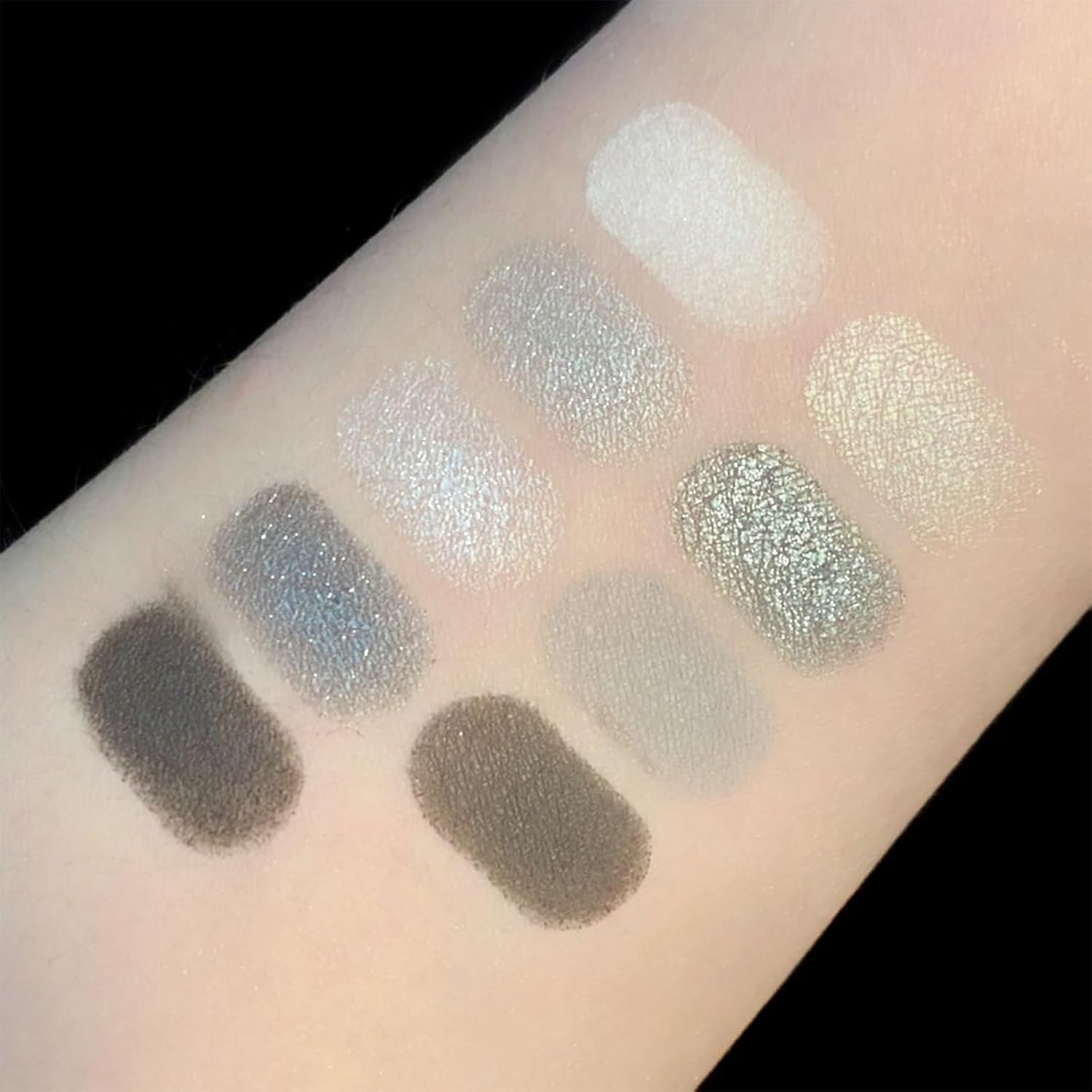 9 Colors Smoky Eye Shadow Palette - Black, Dark Gray, Smokey Goth Makeup - Soft Matte and Shimmer Shades, High Pigment Basic Black White Gray - Perfect for Halloween image number 3