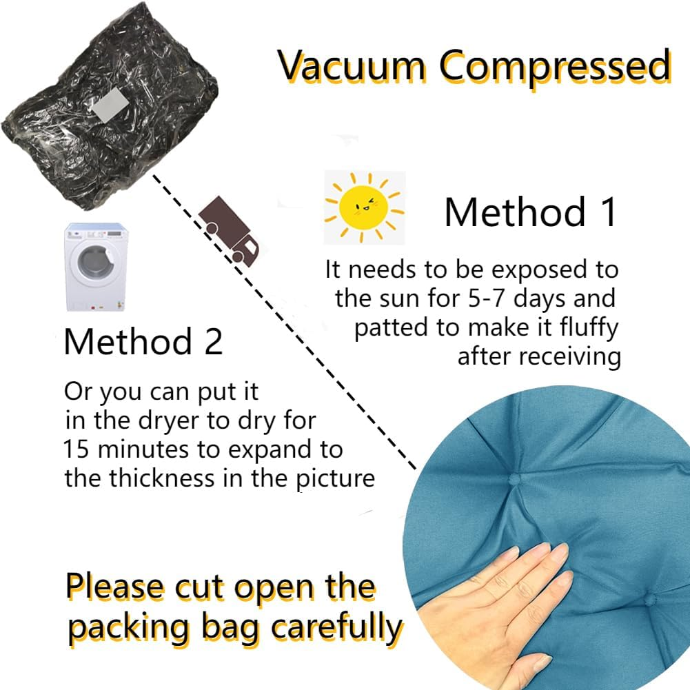 Indoor/Outdoor Bench Cushion Waterproof-47.3"&times;19.7" Thicken Porch Swing Cushion with Ties,Patio Cushions for Outdoor Furniture Garden Lounger Wicker (47.3"&times;19.7", Sky Blue) image number 3