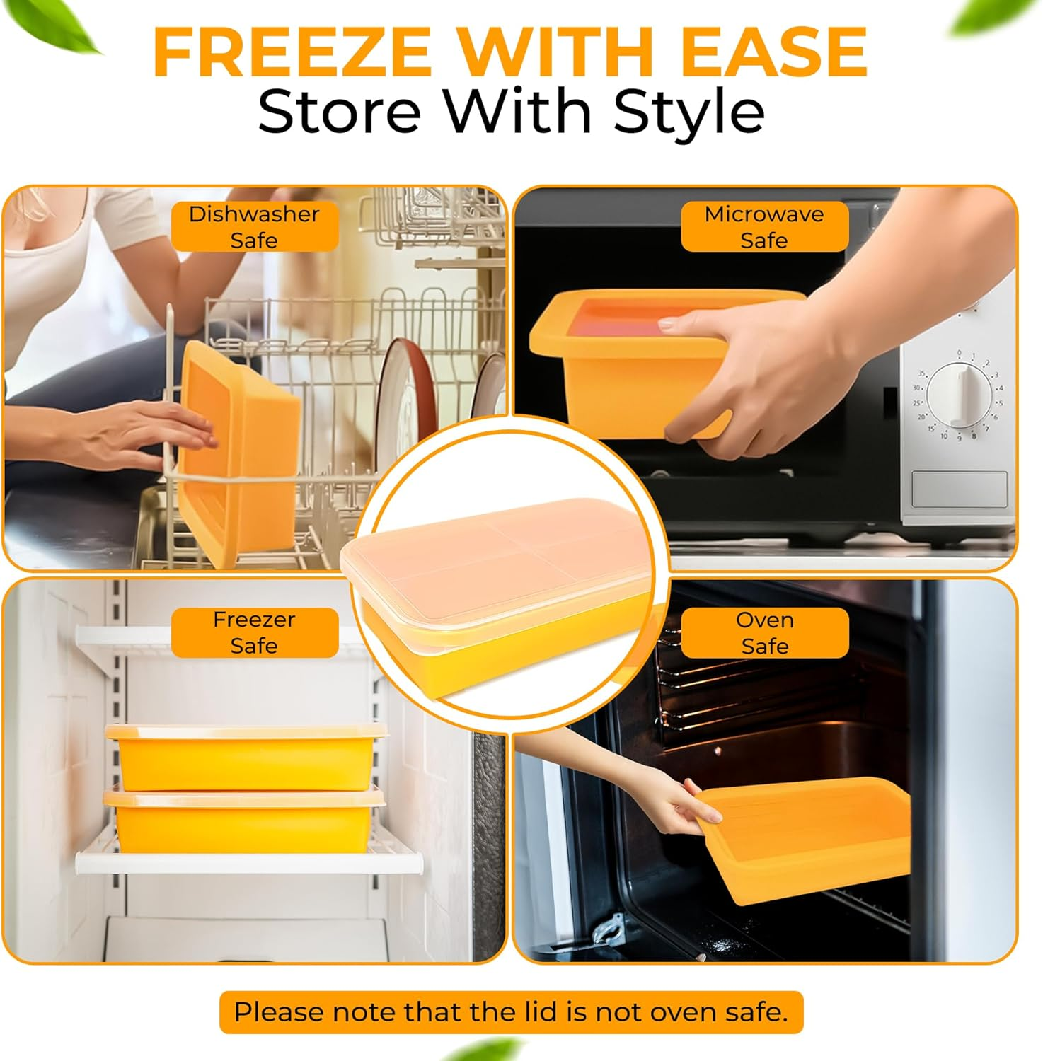 (2 Pack) Large Silicone Freezer Containers for Soup, Pasta Sauce, Leftovers, Broth & More - 6 Cup Reusable BPA Free Non Plastic Food Storage Freezing Ice Trays with Lids & Measurement Lines image number 3