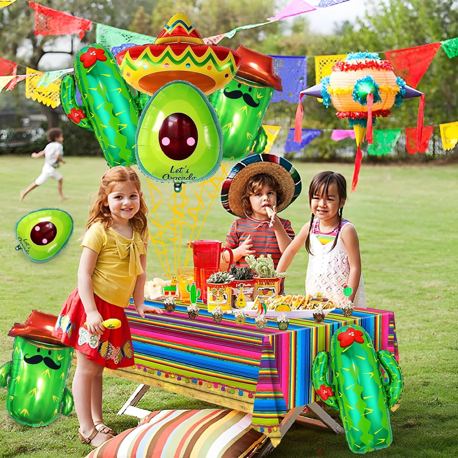 Big Taco Party Decorations Set, 24Pcs Fiesta Decorations with Mexican Balloons, Cactus, Avocado, Sombrero, Donkey Balloons for Cinco De Mayo - Taco Bout a Party image number 2