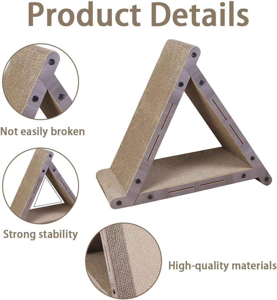Triangle Cat Scratching Post, 3-Sided Corrugated Cardboard Scratcher Pad, Vertical Cat Scratch Board for Claw Grinding and Furniture Protection image number 2