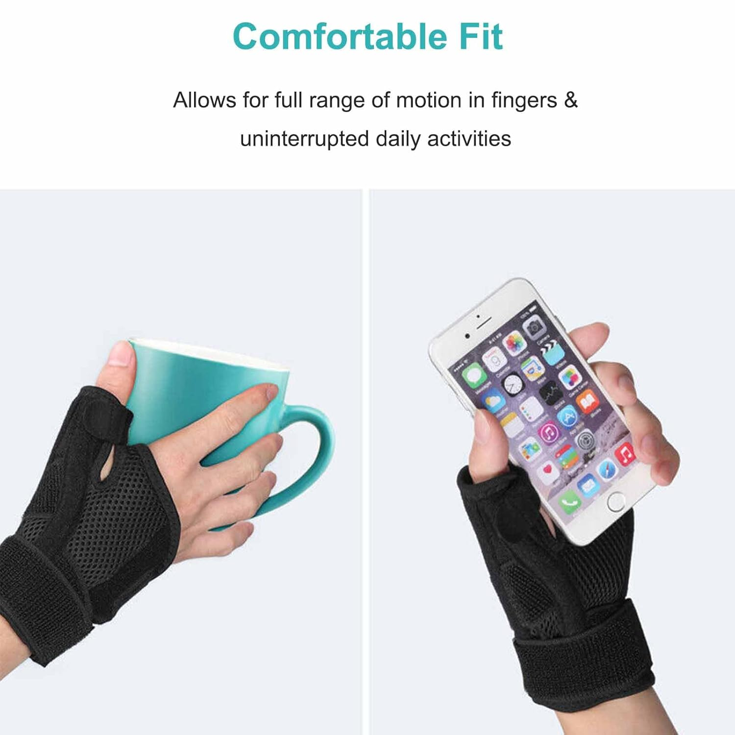 Thumb Brace with Wrist Support,Thumb Stabilizer Brace for Men and Women, Ideal for Thumb Pain, Tendonitis, Arthritis, and Sprained Wrists (Black) image number 2