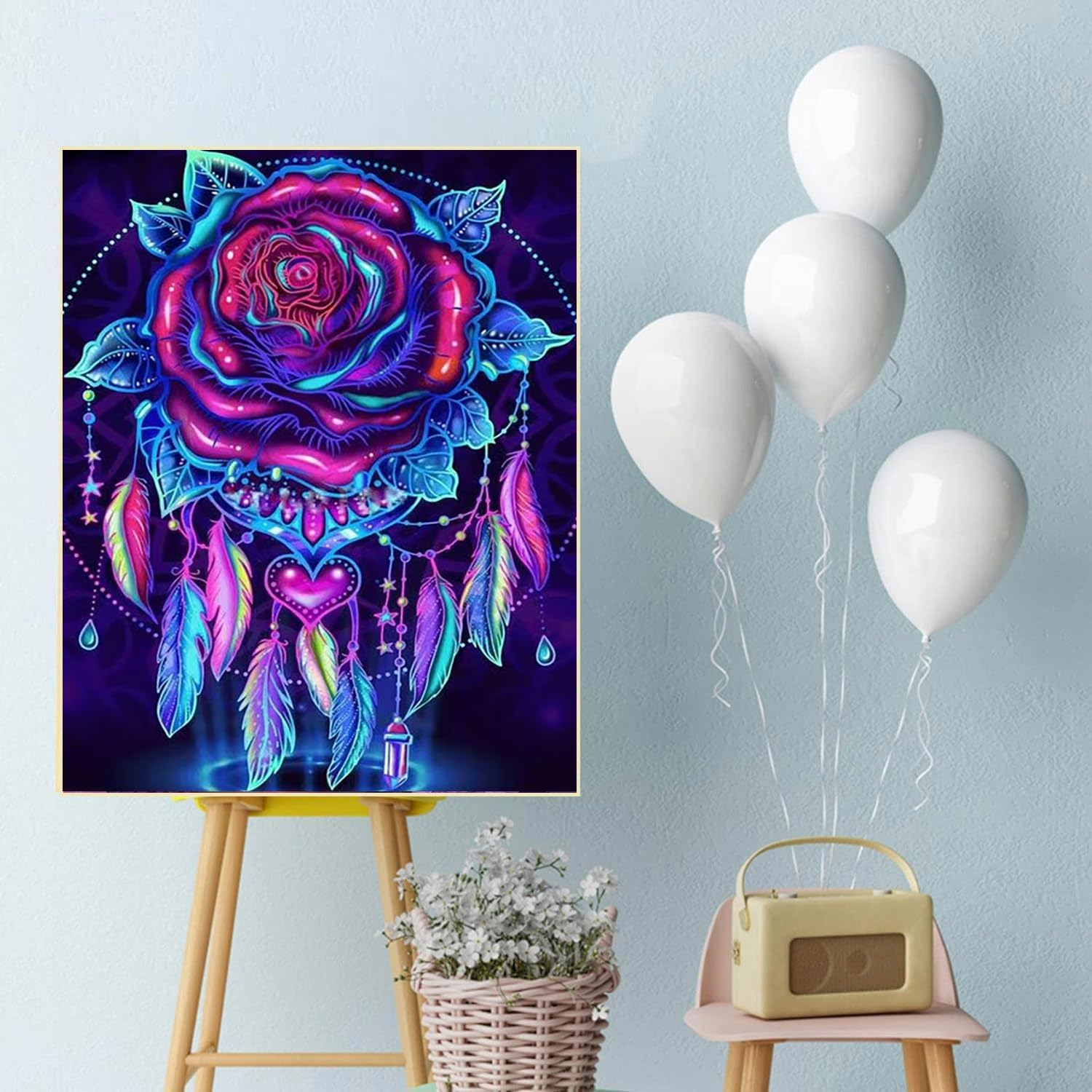 Diamond Painting Kits for Adults, Rose 5D DIY Diamond Art Kits Full Drill Diamond Dots for Gift Wall Decor and Relaxation Gem Arts 12X16 Inch image number 6