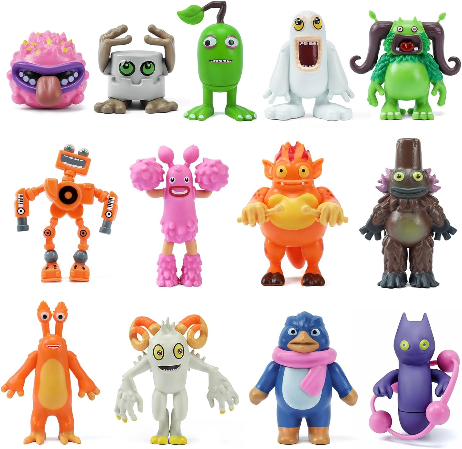 HOUVSSEN 13PCS PVC Anime Sinnging Cartoon Monster Car Room Desktop Decoration, Wubbox Noggin Toe Jammermini Action Figure Playset,Gifts for Children