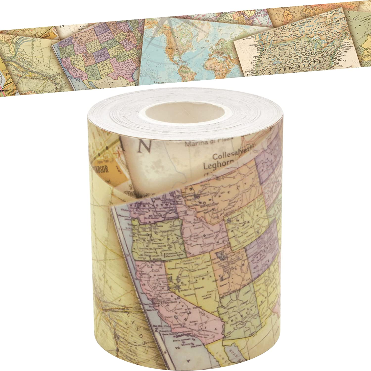 Teacher Created Resources Travel the Map Straight Rolled Border Trim - 50Ft - Decorate Bulletin Boards, Walls, Desks, Windows, Doors, Lockers, Schools, Classrooms, Homeschool & Offices image number 5