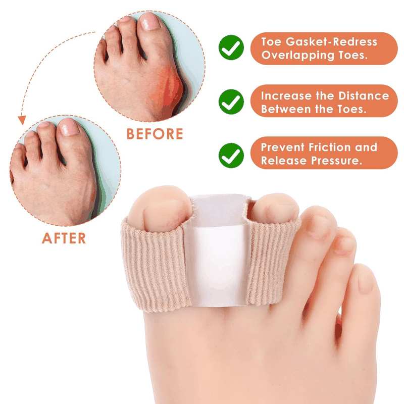 2PCS Gel Toe Separators Silicone Toe Spacers Fabric Lining Bunion Correctors Breathable Toe Straightener for Women Men Overlapping Toes Relieve Foot Pain