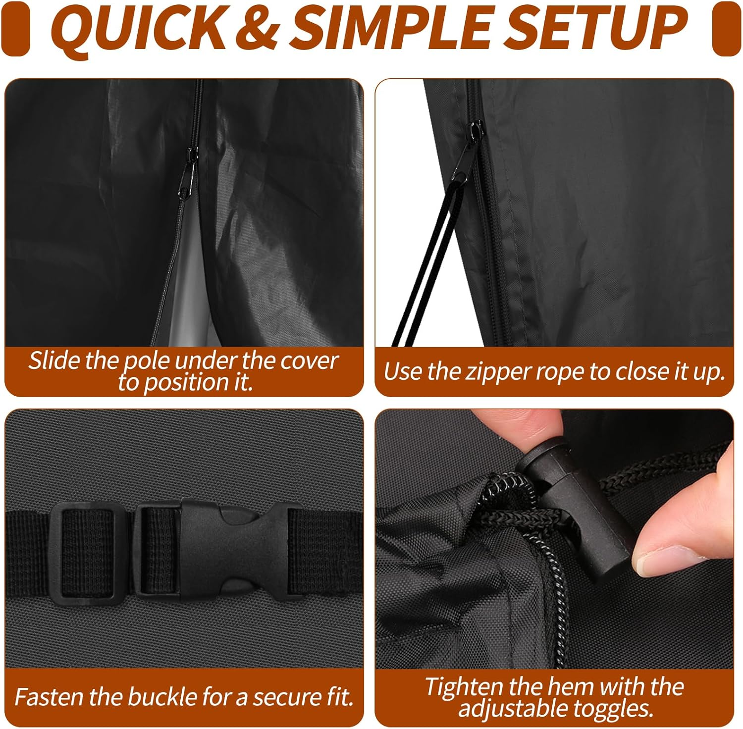 Neween Cantilever Parasol Cover with Rod, 210D Heavy Duty Waterproof Windproof Garden Offset Large Umbrella Cover with Zipper and Storage Bag Fit for 2.7-3.9M Outdoor Parasol (Black, 280X30/81/46Cm) image number 1