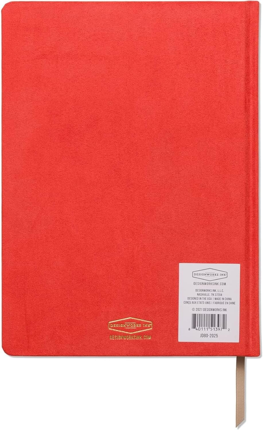 Designworks Ink Good Things Are Coming Orange 7.5" X 10.25" Jumbo Journal Notebook with Vegan Suede, Gold Arches Accents, Lined Pages, Ribbon Marker for Work, Writing, Journaling image number 2