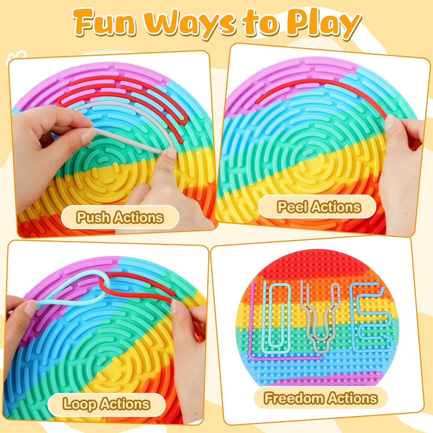 Large Size 7.9'' Push Peel Sensory Activity Board with Storage Bag Silicone Double-Sided Sensory Fidget Board Toys for Kids Adults Stress Relief Calming Anxiety Focus Travel Essentials - Rectangular - 11Cm X 17Cm image number 2