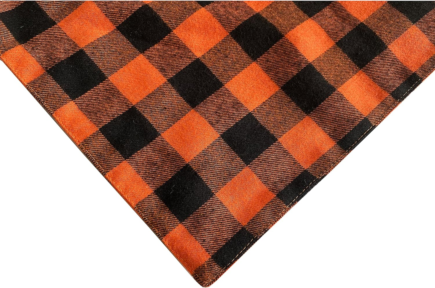 Realeaf Fall Halloween Dog Bandanas 2 Pack, Orange Plaid Pet Scarf for Boy and Girl, Premium Durable Fabric, Holiday Thanksgiving Bandana for Small and Medium Dogs (Small) image number 4